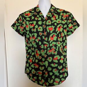 Scotch & Soda Black, Green, and Red Casual Button Down Shirt Small